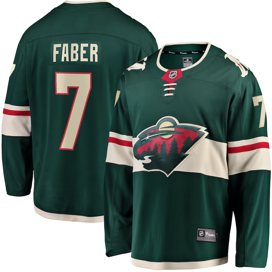 Men's Minnesota Wild Brock Faber #7 Green Home Breakaway Jersey